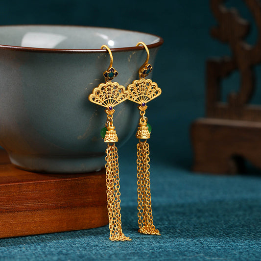 Chinese Style Long Tassel Personalized Earrings