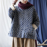 Artistic Retro Round Neck Loose Bat Sleeve Button Jacket