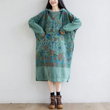 Literary Stitching Hooded Plus Size Slimming Dress