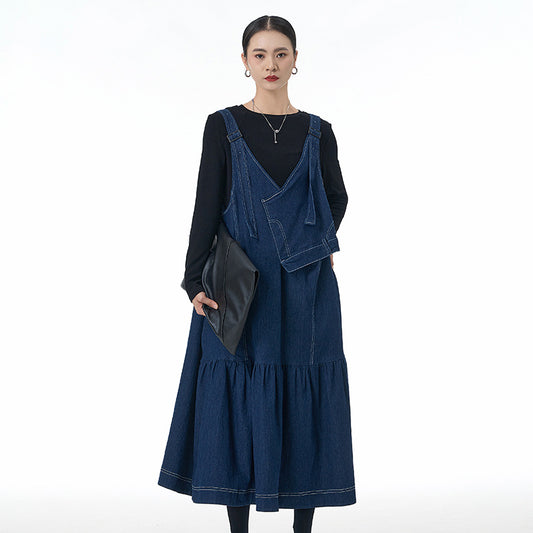 Large Size Loose Slim Denim Overalls Skirt