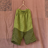 Vintage Artistic Linen Patch Loose Wide-Leg Pants