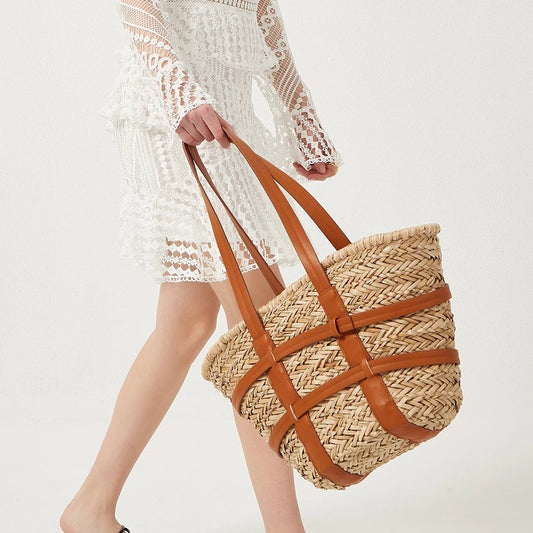 Hand-Made Large Capacity Single Shoulder Rattan Bag