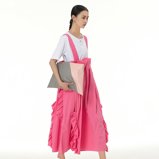 Plus Size Women'S Loose Slim Wrinkled Overalls Skirt