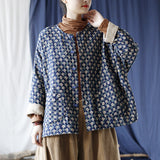 Artistic Retro Round Neck Loose Bat Sleeve Button Jacket