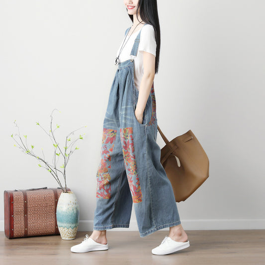 Large Size Printed Artistic Wide Leg Jeans