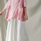Oversized Solid Color Linen Loose Half Sleeve Round Neck T-Shirt