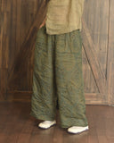 Loose Casual Art Print Ramie Trousers
