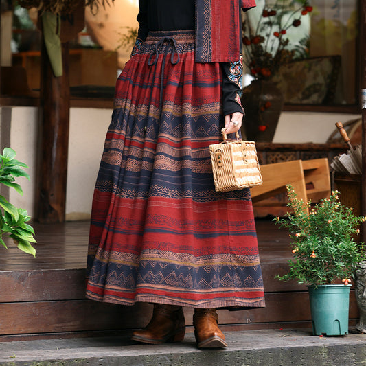 Ethnic Style Fashion Stitching Contrast Color Niche High Waist Slim Skirt