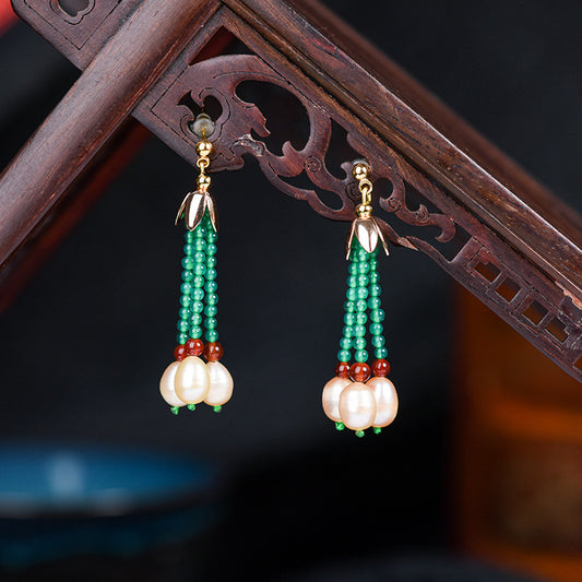 Tassel Long Retro Earrings Antique Style Pearl Earrings