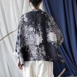 Vintage Literary Ramie Hand Buttoned Long-Sleeved Top