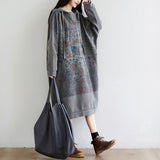 Literary Stitching Hooded Plus Size Slimming Dress