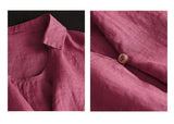 Retro Fine Ramie T-Shirt Temperament Loose Splicing Solid Color Top
