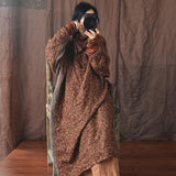 Robe ample en lin vieilli avec boutons à patte de boutonnage en biais