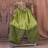 Vintage Artistic Linen Patch Loose Wide-Leg Pants