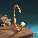 Palace Design Ancient Gold Craft Lotus Pod Lotus Root Vintage Bracelet
