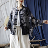 Vintage Literary Ramie Hand Buttoned Long-Sleeved Top