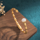 Palace Design Ancient Gold Craft Lotus Pod Lotus Root Vintage Bracelet