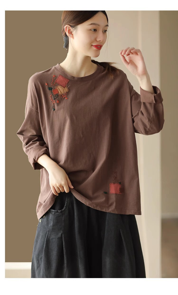 Retro Art Patch Casual Loose T-Shirt
