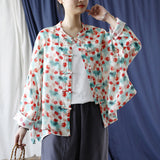 Vintage Literary Ramie Hand Buttoned Long-Sleeved Loose Shirt