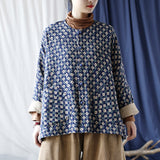 Artistic Retro Round Neck Loose Bat Sleeve Button Jacket