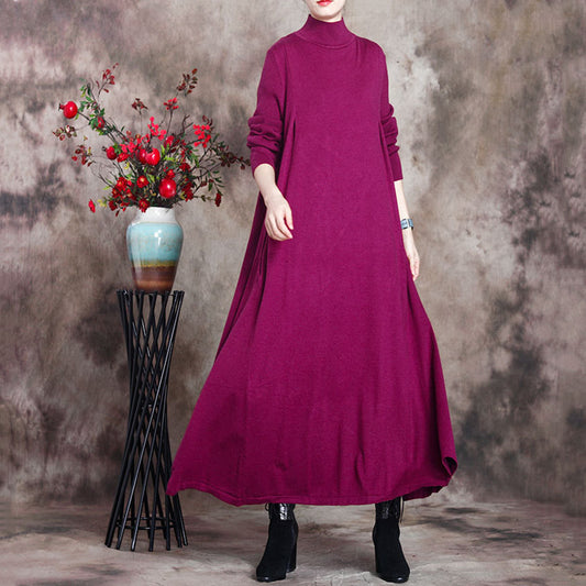 Literary Retro Knitted Large Size Slim Fit Dress