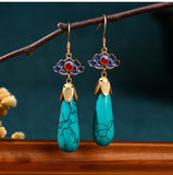Vintage Literary Imitation Turquoise Antique Earrings