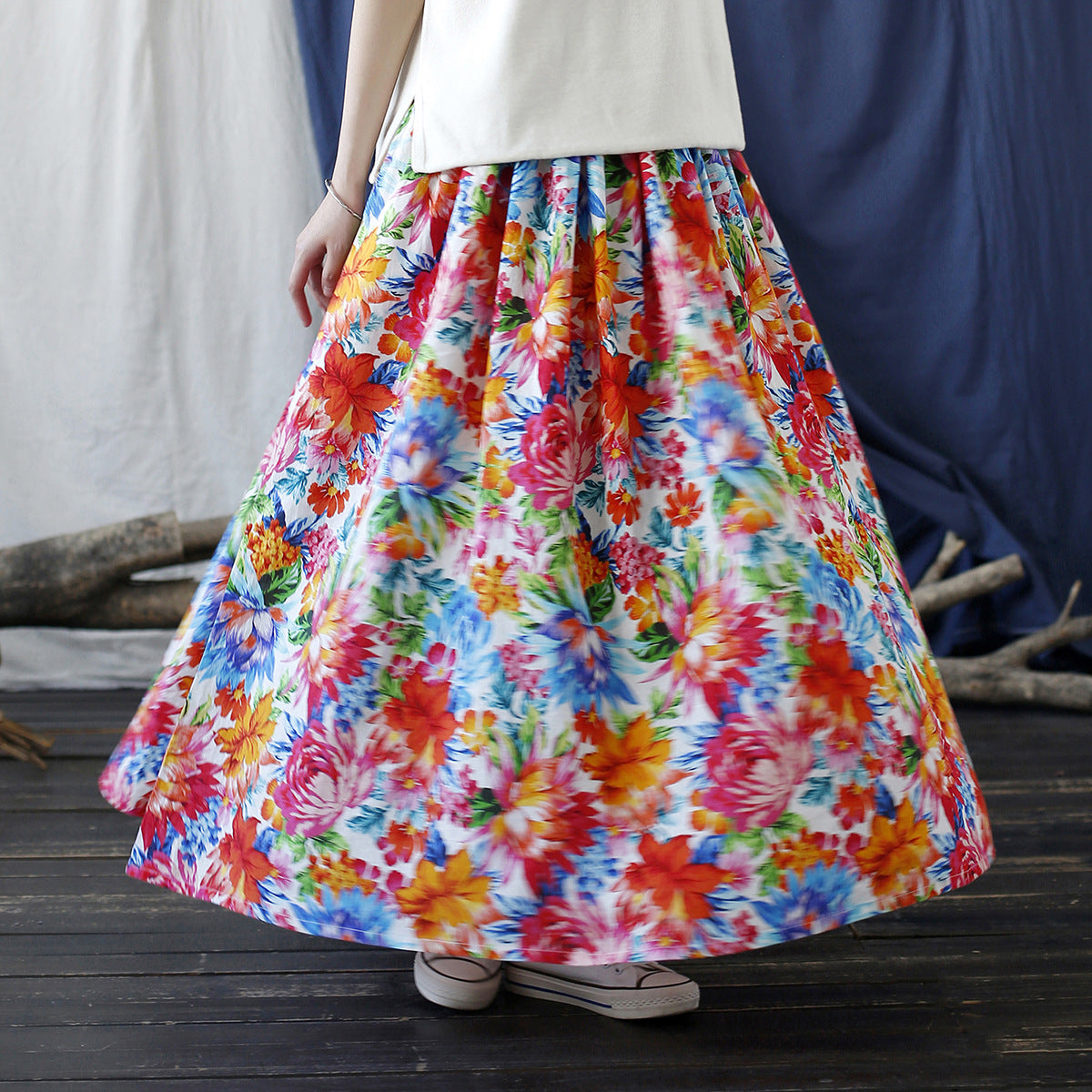 Original Linen Multicolored All-Match Skirt