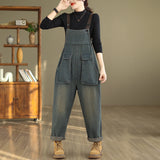 Literary Retro Large Size Loose Casual Denim Overalls