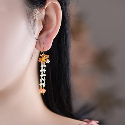 Boucles d'oreilles rétro simples littéraires de tempérament