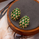 Niche High-End Green Oval Earrings