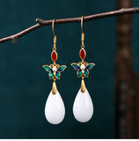 Vintage Literary Imitation White Jade Earrings