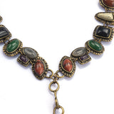 Vintage Metal Gemstone Necklace Long Necklace
