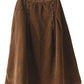 Retro Style Corduroy Elastic Waist Wide Skirt