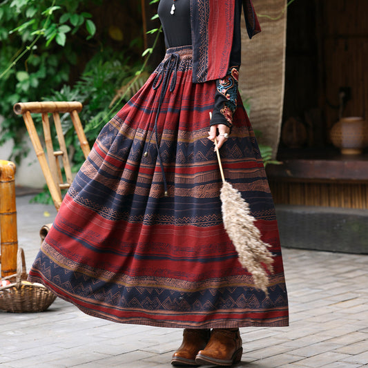 Ethnic Style Fashion Stitching Contrast Color Niche High Waist Slim Skirt