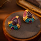 Vintage Court Style Enamel Dripping Oil Countercolor Earrings