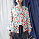 Vintage Literary Ramie Hand Buttoned Long-Sleeved Loose Shirt