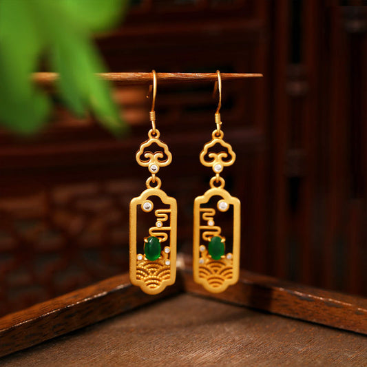 High-End Ancient Geometric 925 Silver Needle Earrings