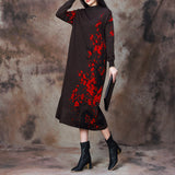 Autumn And Winter Knitted Printed Slim Fit Dress