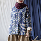 Artistic Retro Round Neck Loose Bat Sleeve Button Jacket