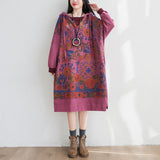 Literary Stitching Hooded Plus Size Slimming Dress