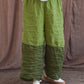 Pantalon large ample à patch en lin artistique vintage