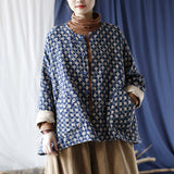 Artistic Retro Round Neck Loose Bat Sleeve Button Jacket
