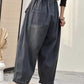 Retro Literary Loose Large Pockets Loose Jeans