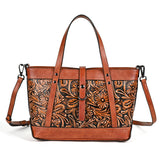 Vintage Top Layer Cowhide Vegetable Tanned Leather Hand Carved Bag