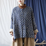 Artistic Retro Round Neck Loose Bat Sleeve Button Jacket