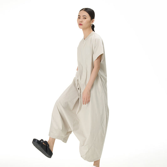 Loose And Slim Plus Size Short-Sleeved Overalls Casual Cropped Pants