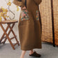 Autumn And Winter Pure Color Bubble Cotton Literary Loose Long Dress