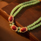 Personality Palace Style Green Double Layer Light Luxury Retro Necklace