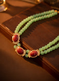 Personality Palace Style Green Double Layer Light Luxury Retro Necklace