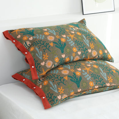 A Pair Of Retro Literary Pure Cotton Thickened Pillow Cases